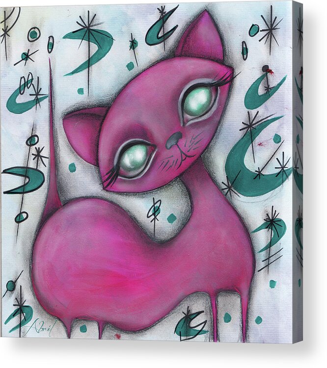 Cat Acrylic Print featuring the painting Jane Cat by Abril Andrade