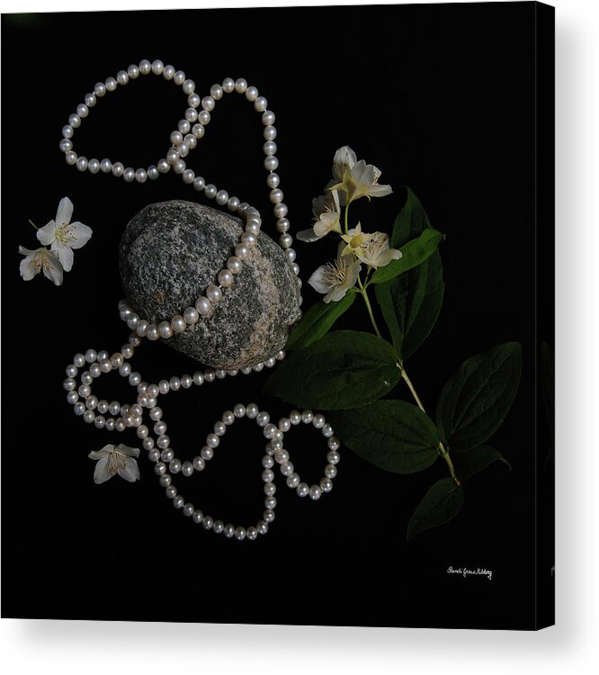 Pearl Acrylic Print featuring the photograph Jasmine and Pearls by Randi Grace Nilsberg