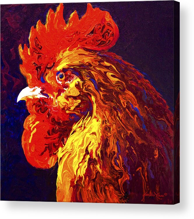 Rooster Acrylic Print featuring the painting Jewel by Marion Rose