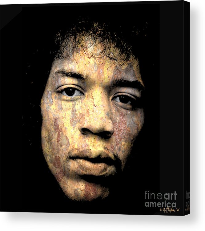 Faces Acrylic Print featuring the digital art Jimi Hendrix by Walter Neal
