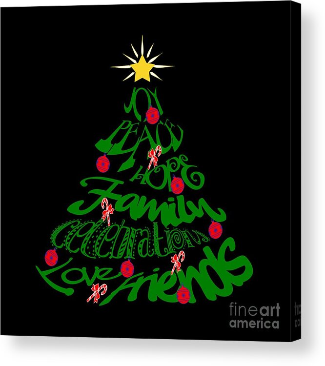 Joy Of Christmas Tree Acrylic Print featuring the digital art Joy Of Christmas Tree by Two Hivelys