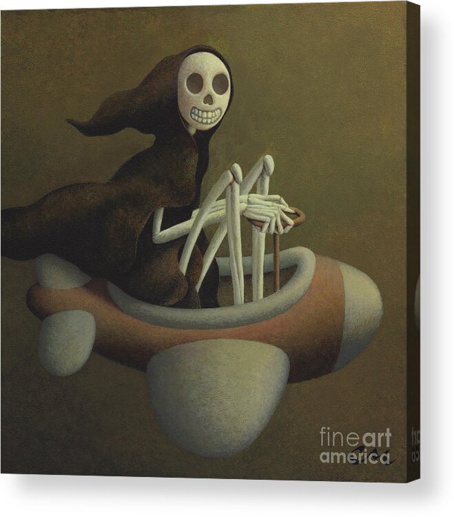 Skeleton Acrylic Print featuring the painting Joy Ride by Chris Miles