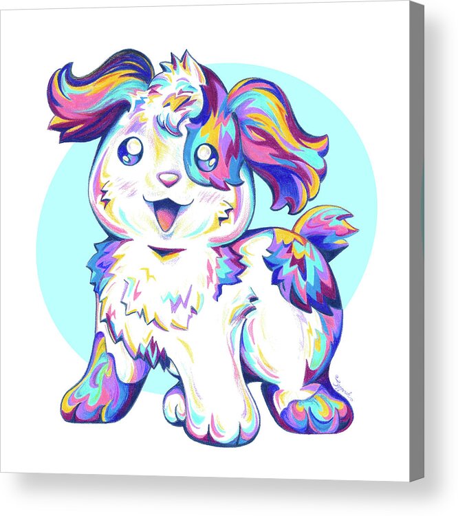 Rainbow Acrylic Print featuring the drawing Jumped through a Rainbow by Sipporah Art and Illustration