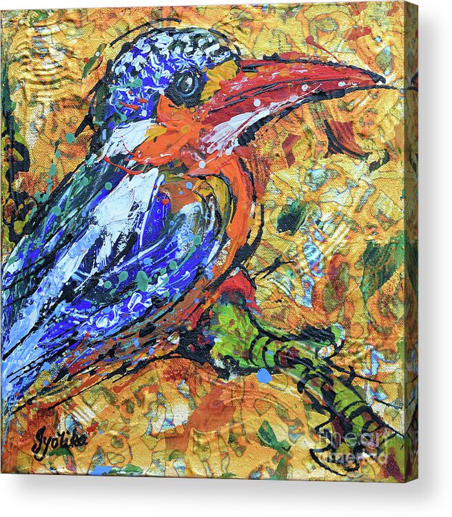  Acrylic Print featuring the painting Kingfisher_1 by Jyotika Shroff