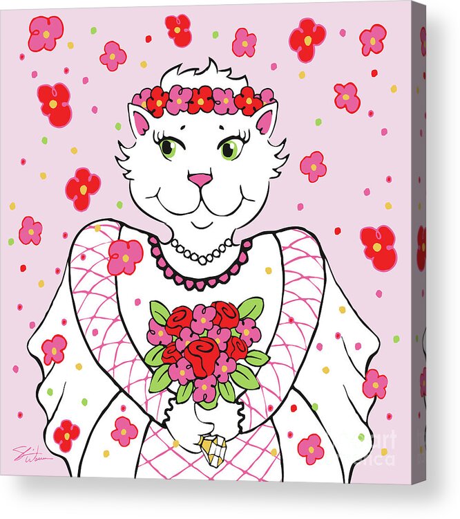 Cat Acrylic Print featuring the digital art Kitty Bride by Shari Warren