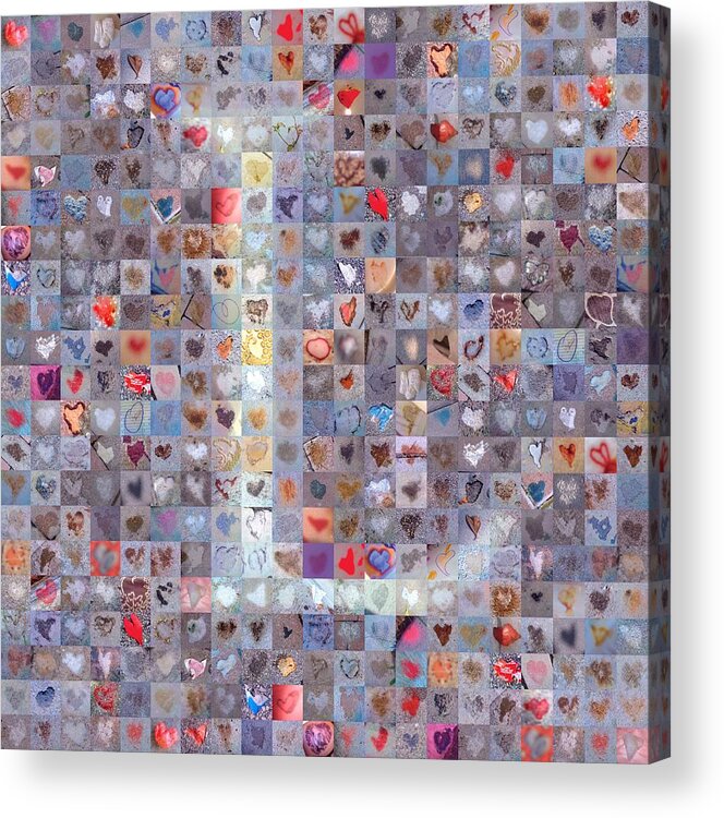Found Hearts Acrylic Print featuring the digital art L in Confetti by Boy Sees Hearts