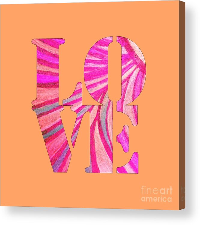 Love Acrylic Print featuring the digital art L O V E by Rachel Hannah