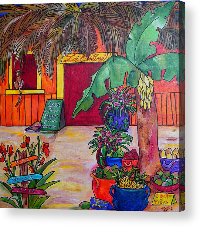 Mexico Acrylic Print featuring the painting La Cantina by Patti Schermerhorn