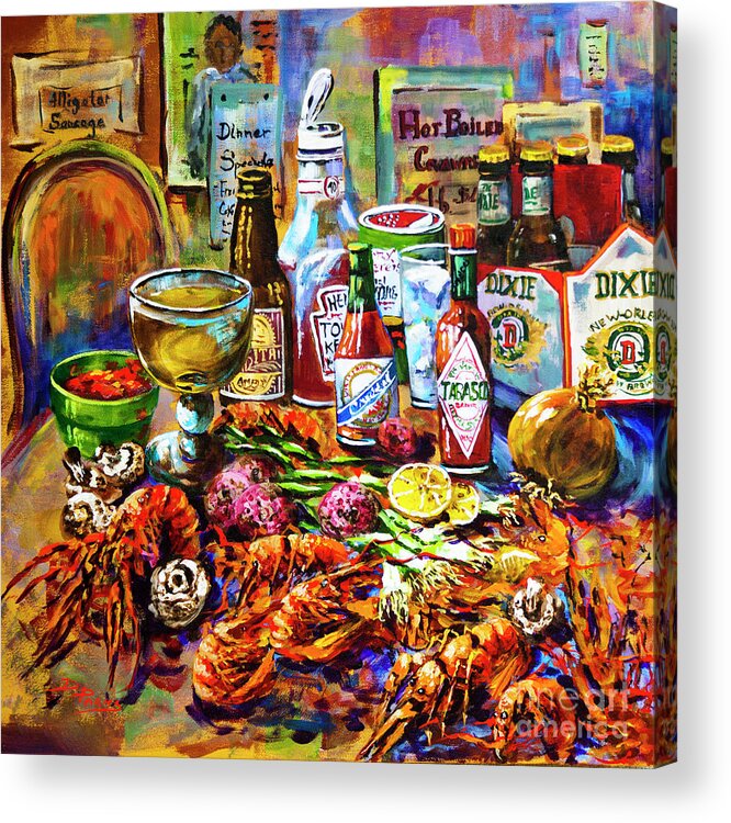 New Orleans Food Acrylic Print featuring the painting La Table de Fruits de Mer by Dianne Parks