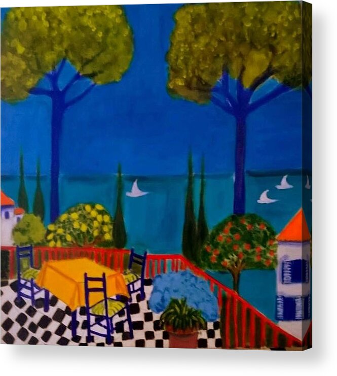 Provence Acrylic Print featuring the painting La Terasse en St Tropez by Rusty Gladdish