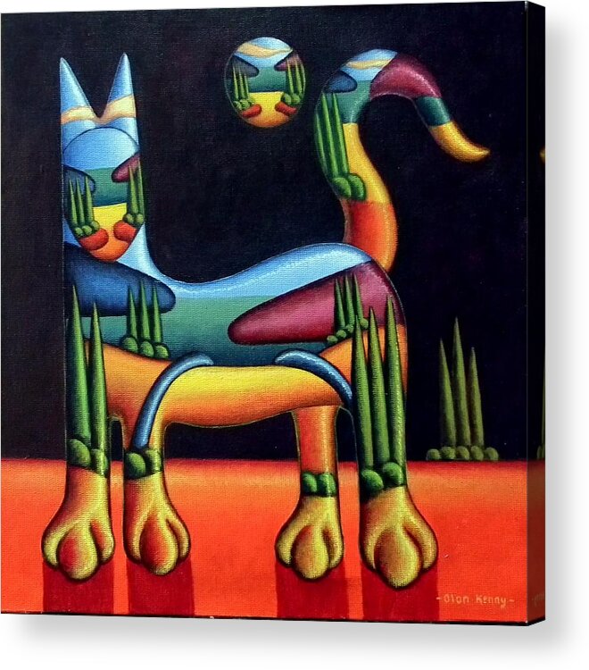 Landscape Acrylic Print featuring the painting Landscape in cat in landscape by Alan Kenny