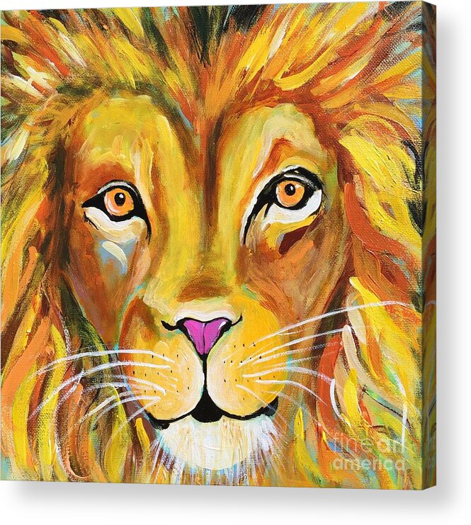 Lion Acrylic Print featuring the painting Lee the Lion by Kim Heil