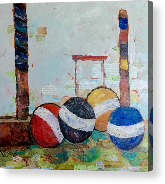 Games Acrylic Print featuring the painting Let's Play Croquet by Phiddy Webb