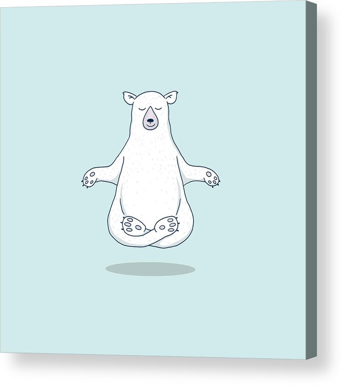Polar Bear Acrylic Print featuring the digital art Levitating Meditating Polar Bear by Laura Ostrowski