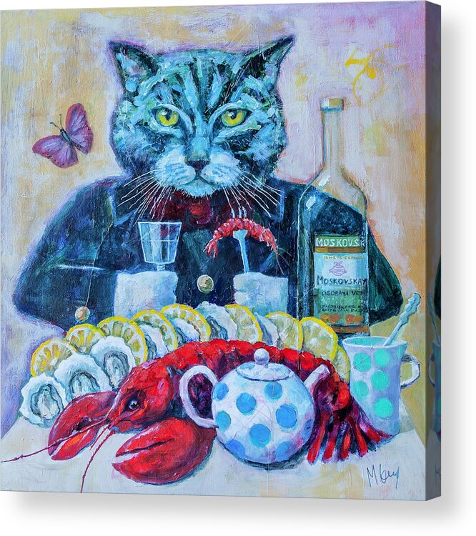 Cat Acrylic Print featuring the painting Life is good by Maxim Komissarchik