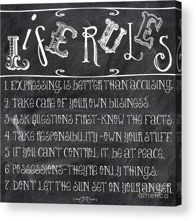 Life Acrylic Print featuring the painting Life Rules by Mindy Sommers