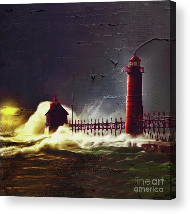 Long Beach Acrylic Print featuring the painting Light house 07 by Gull G