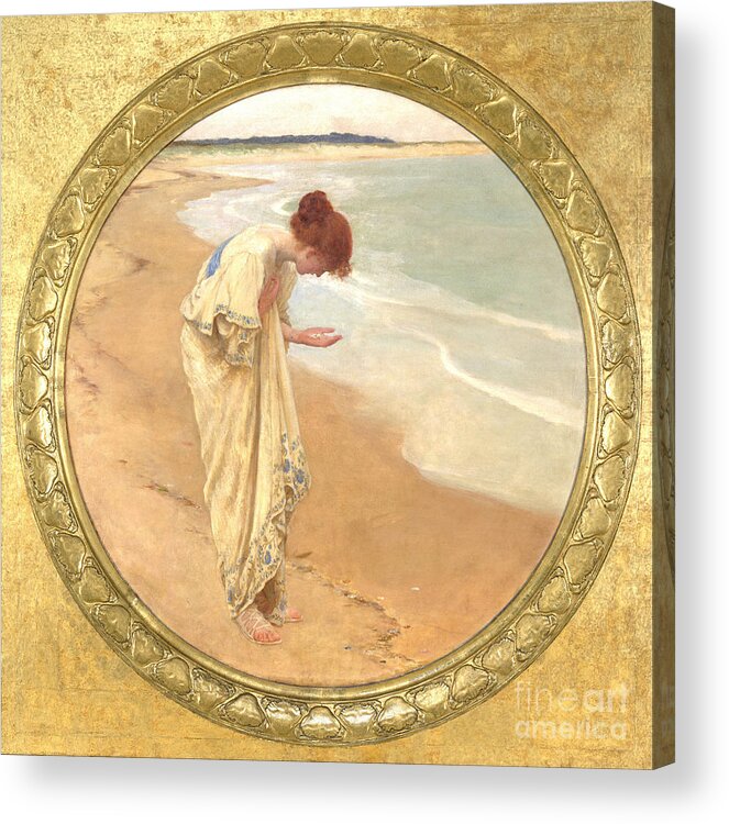 William Margetson - The Sea Hath Its Pearls (1897) Acrylic Print featuring the painting The sea hath its pearls by MotionAge Designs