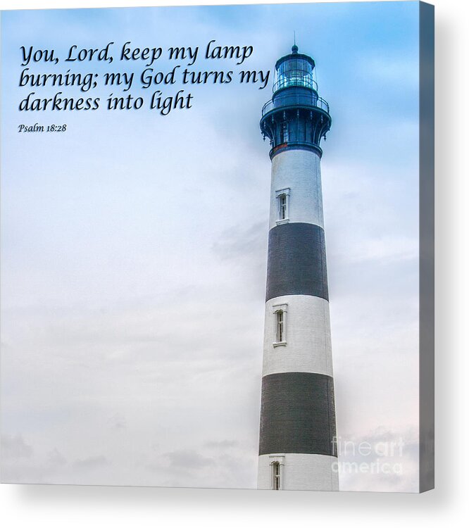Lighthouse Scripture Verse Acrylic Print featuring the digital art Lighthouse Scripture Verse by Randy Steele