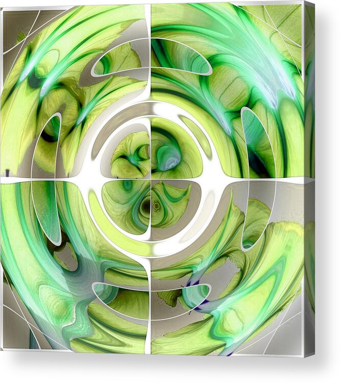 Lime Acrylic Print featuring the painting Lime and Green Abstract Collage by Taiche Acrylic Art