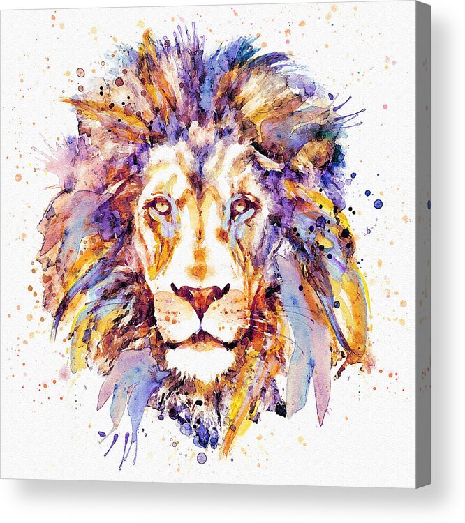 Lion Acrylic Print featuring the painting Lion Head by Marian Voicu
