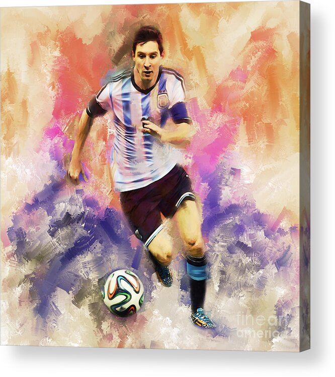 Lionel Messi Acrylic Print featuring the painting Lionel Messi 094c by Gull G