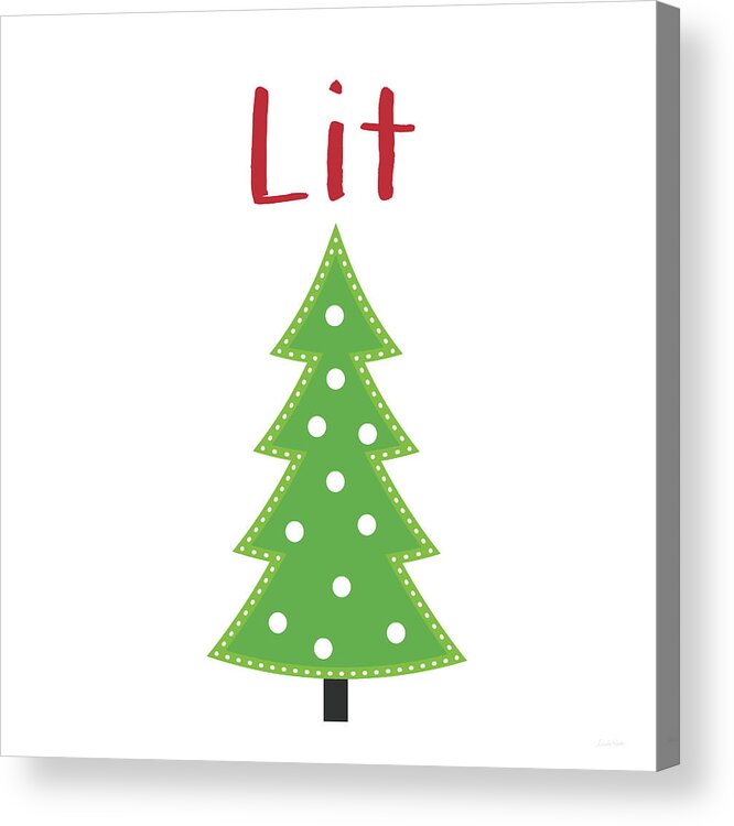 Christmas Acrylic Print featuring the digital art Lit Christmas Tree- Art by Linda Woods by Linda Woods