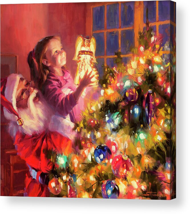 Christmas Acrylic Print featuring the painting Little Angel Bright by Steve Henderson