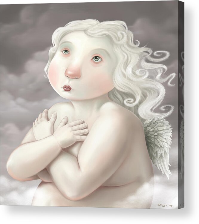 Angel Acrylic Print featuring the painting Little Angel by Simon Sturge