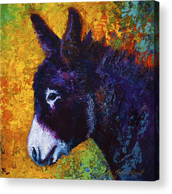 Donkey Acrylic Print featuring the painting Little Sparky by Marion Rose
