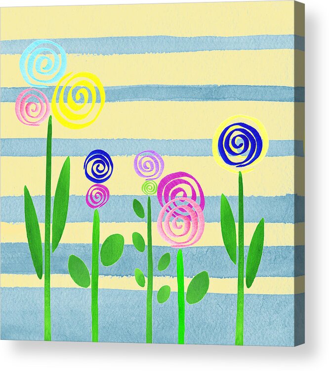 Lollipop Flower Bed Acrylic Print featuring the painting Lollipop Flower Bed by Irina Sztukowski