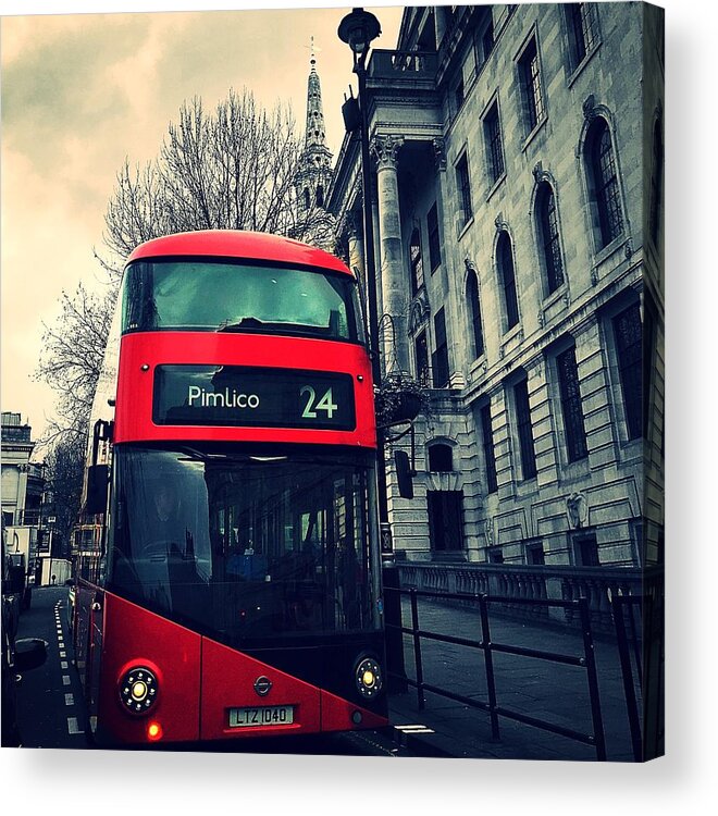 London Acrylic Print featuring the photograph London Bus, Trafalgar Square by Liza Jane