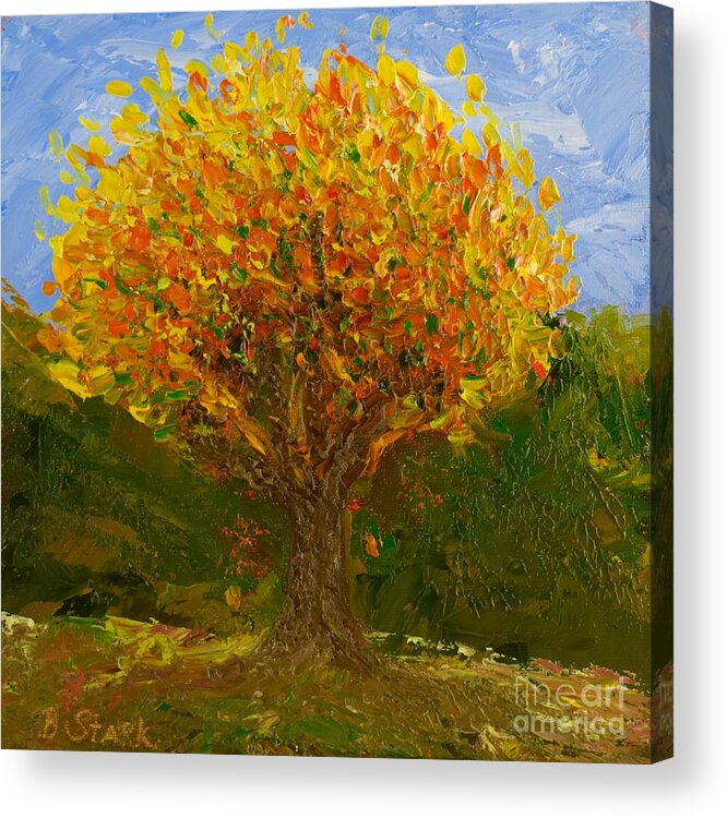  Acrylic Print featuring the painting Lone Autumn Tree by Barrie Stark