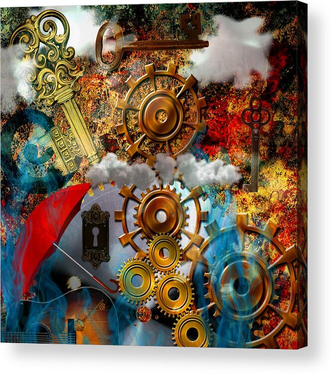 Lost Acrylic Print featuring the mixed media Lost Keys to Paradise by Ally White