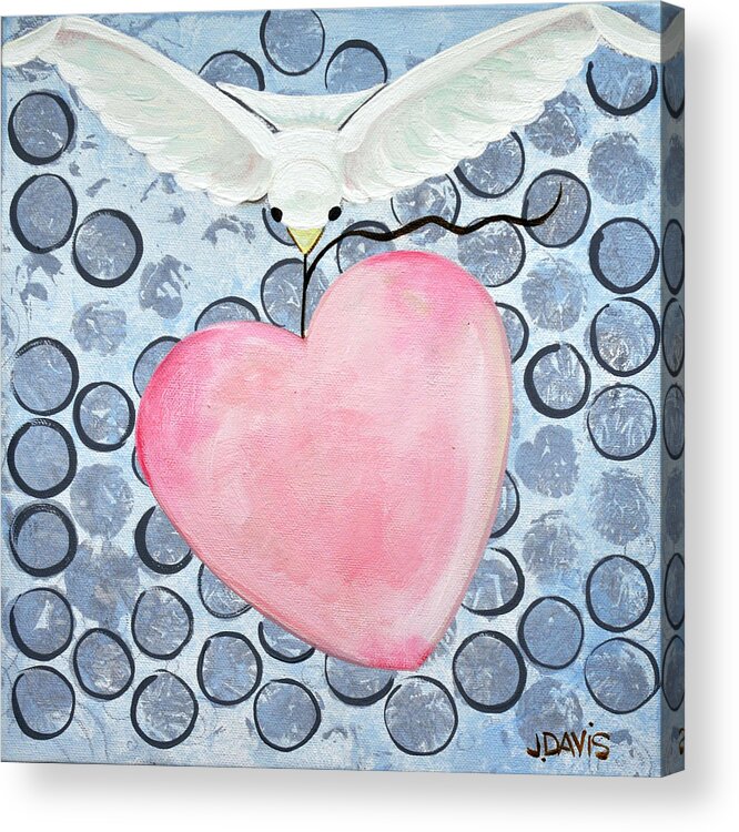 Baby Acrylic Print featuring the painting The Blessing of the Dove by Julie Davis