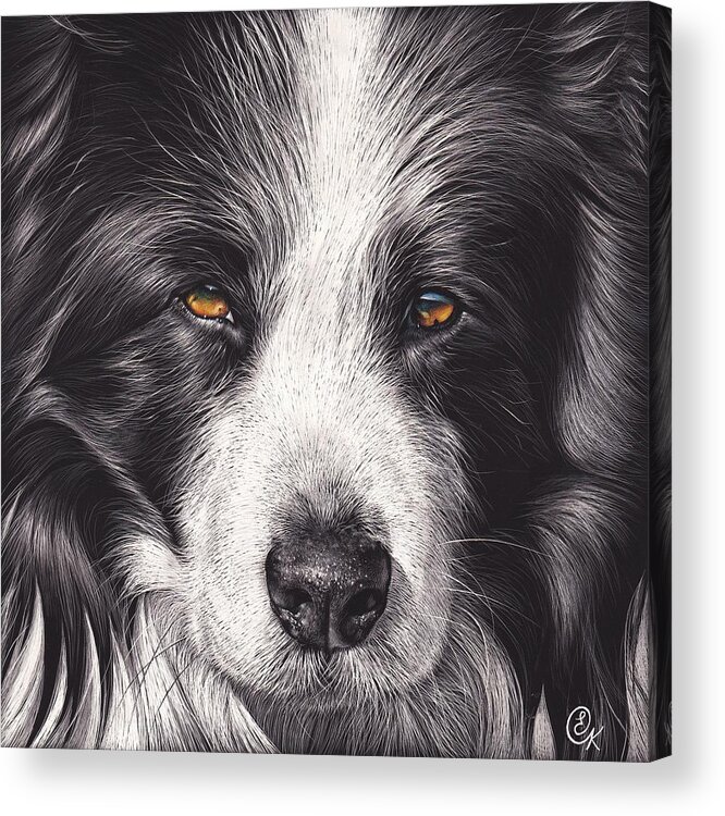 Dog Acrylic Print featuring the mixed media Loyal companion by Elena Kolotusha