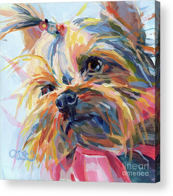 Yorkshire Terrier Acrylic Print featuring the painting Lucy in the Sky by Kimberly Santini