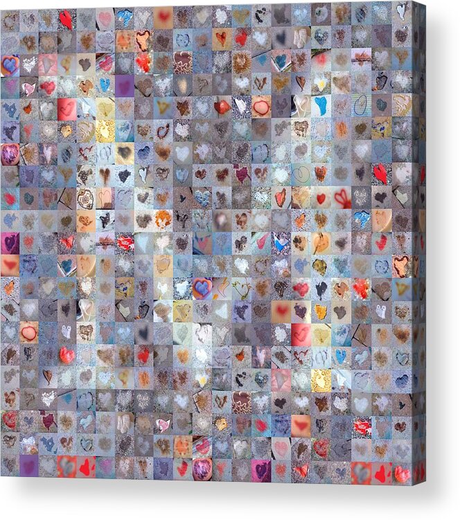 Found Hearts Acrylic Print featuring the digital art M in Confetti by Boy Sees Hearts