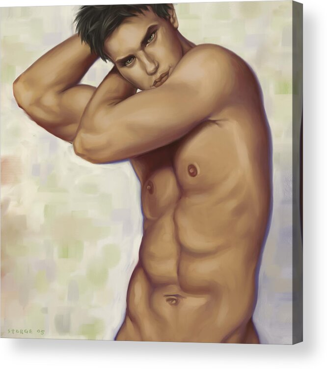 Male Acrylic Print featuring the painting Male nude 1 by Simon Sturge