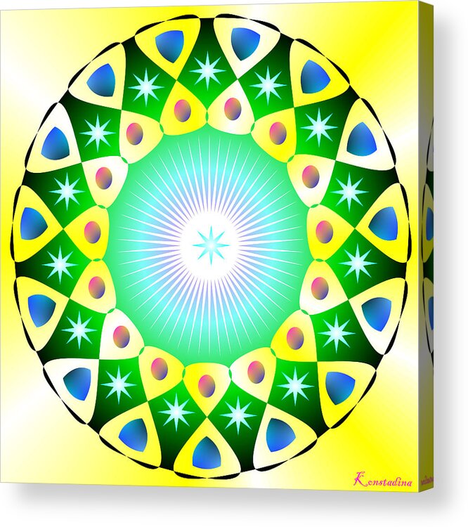 Mandala Acrylic Print featuring the digital art Mandala - Healing the Heart by Konstadina Sadoriniou - Adhen