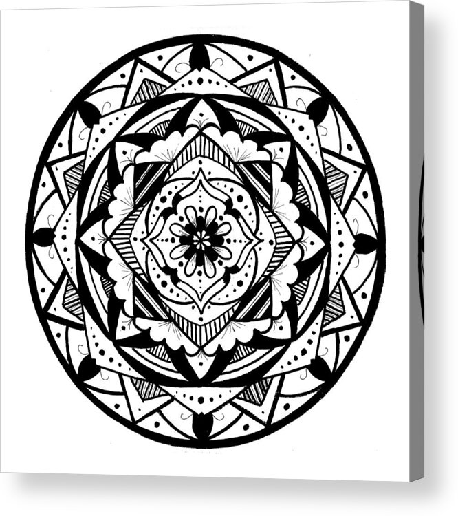 Mandala Acrylic Print featuring the drawing Mandala #3 - Lacy Layers by Eseret Art