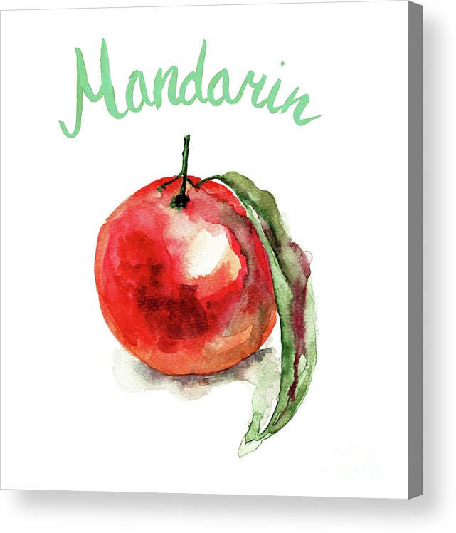 Background Acrylic Print featuring the painting Mandarin fruits by Regina Jershova