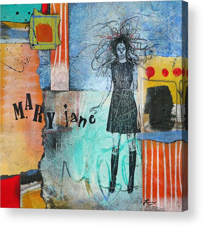 Collage Acrylic Print featuring the mixed media Mary Jane by Laura Lein-Svencner