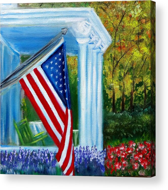 Flag Acrylic Print featuring the painting Memorial Day USA Flag by Katy Hawk