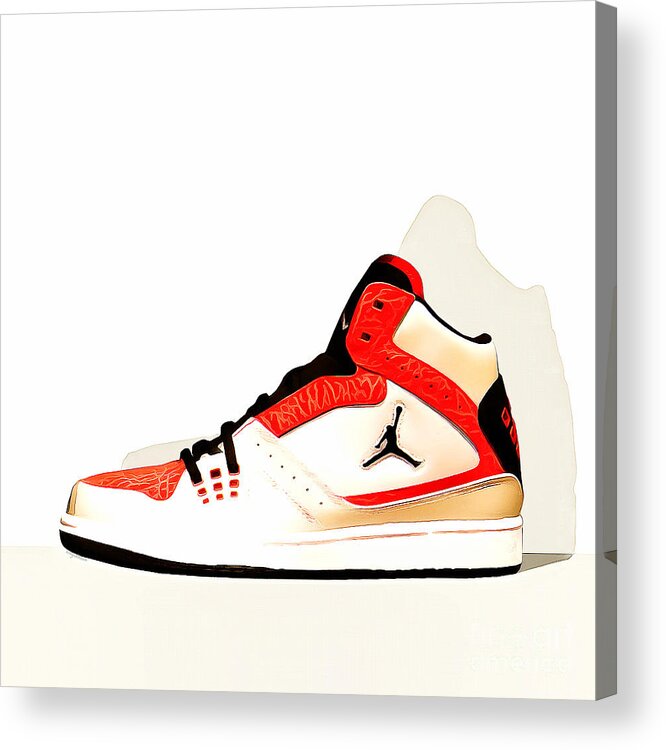 Wingsdomain Acrylic Print featuring the photograph Mens Air Jordan High Tops 20160227 square by Wingsdomain Art and Photography