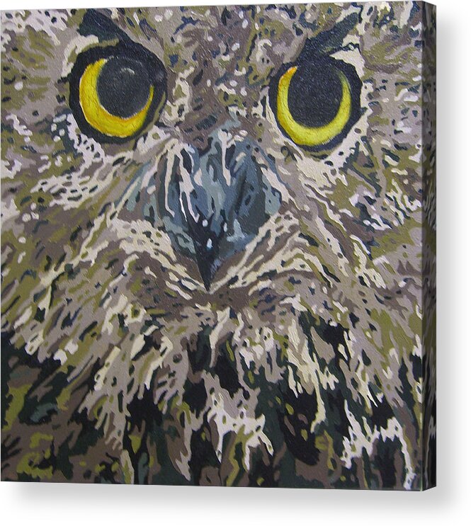 Owl Acrylic Print featuring the painting Midnight Prowler by Cheryl Bowman