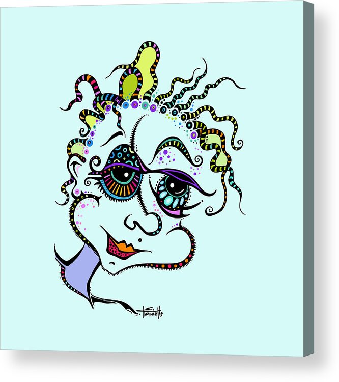 Color Added To Black And White Drawing Of Girl Acrylic Print featuring the digital art Modern Day Medusa by Tanielle Childers