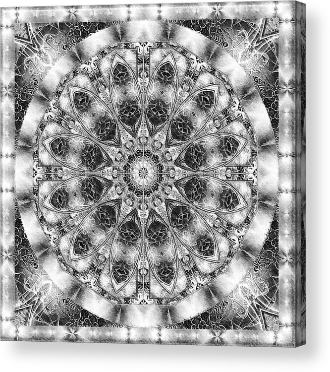 Kaleidoscope Acrylic Print featuring the digital art Monochrome Kaleidoscope by Charmaine Zoe