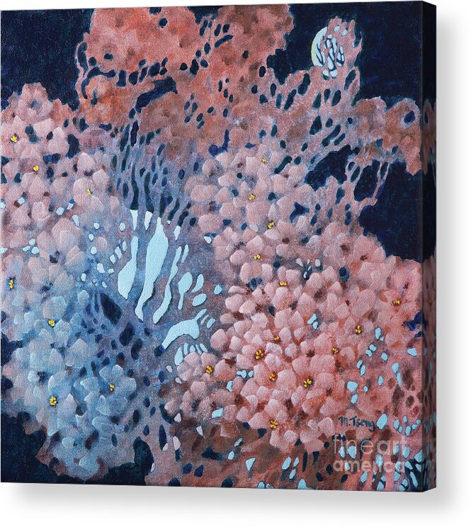 Blossoms Acrylic Print featuring the painting Moonriver by Milly Tseng