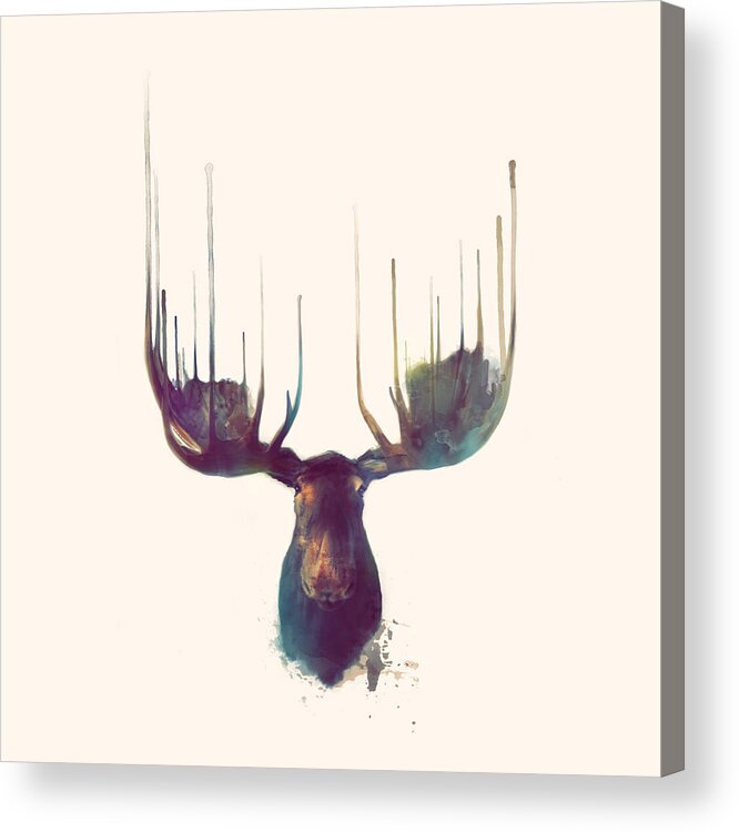 Animal Acrylic Print featuring the painting Moose // Squared Format by Amy Hamilton